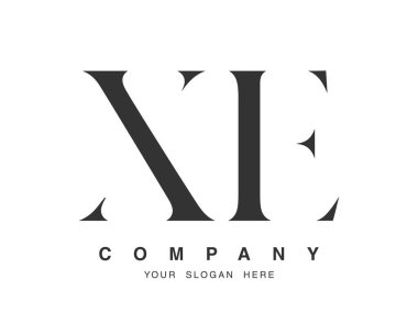 XE logo tasarımı. Baş harf x ve e serif yazı tipi. Yaratıcı klasik şirket adı tipografi. Moda logosu veya kimliği.