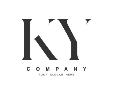 KY logo tasarımı. İlk harf k ve y serif yazı tipi. Yaratıcı klasik şirket adı tipografi. Moda logosu veya kimliği.
