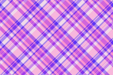 Biçim dokusu kalıbı, kolaj kontrolü ekose vektörü. Menekşe ve açık renkli gerçek kumaş, dikişsiz tekstil.