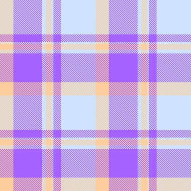 Doku dokusu desenli ekose, kişiselleştirilebilir arkaplan tartanı. Geliştirme vektörü ışık ve menekşe renk paletinde tekstil pürüzsüz kontrol.