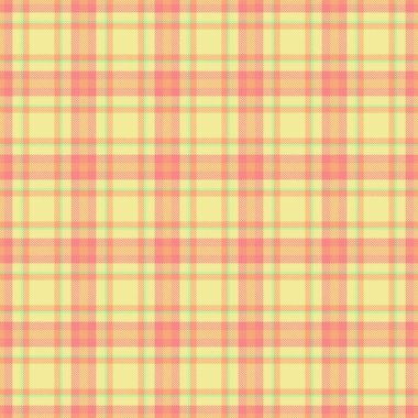 Kırışık desenli arka plan tekstili, hippi kontrol kumaşı. Sarı ve turuncu renklerde kumaşsız ekose desenli vektör.
