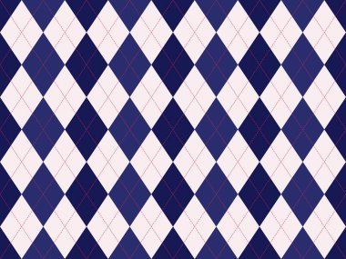 Zarif donanma ve beyaz baklava deseni. İnce pembe dikişli klasik elmas tasarımı. Tekstil baskıları, arka planlar, web sitesi tasarımı ve moda projeleri için mükemmel.