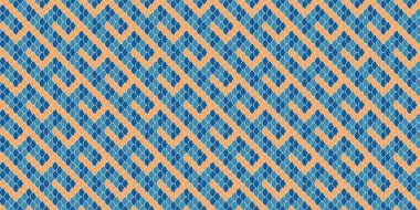 Soyut geometrik dikişsiz desen. Birbirine kenetlenmiş mavi ve şeftali şekilleri dinamik, dokulu bir tasarım yaratır. Tekstil baskıları, web sitesi geçmişi veya modern markalaşma için mükemmel..