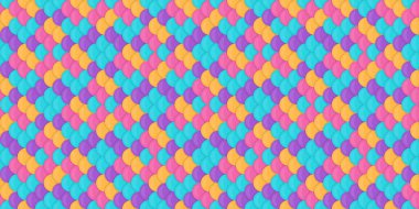 Renkli pullarla örtüşen parlak ve soyut bir desen. Tekstil tasarımı, web sitesi geçmişi ya da eğlenceli markalar için mükemmel. Bu neşeli, geometrik tasarım bir enerji ve eğlence hissi uyandırıyor..