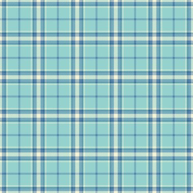Ekose kumaş, elbise desenli tartan arka plan. Basitlik tekstil vektörü ışık ve cyan renk paletinde pürüzsüz dokusu.