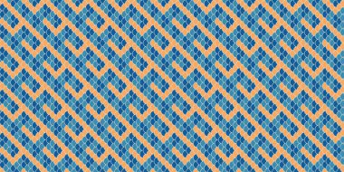 Soyut geometrik dikişsiz desen. Birbirine kenetlenmiş mavi ve şeftali şekilleri dinamik, dokulu bir tasarım yaratır. Tekstil baskıları, web sitesi geçmişi veya modern markalaşma için mükemmel..