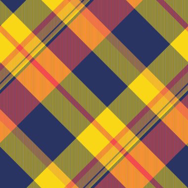 Sarı, turuncu, zeytin yeşili ve lacivert renkli canlı çapraz ekoseli desenler. Tekstil tasarımı, giysi, sahte temalı projeler ya da web sitenize sonbahar stili eklemek için mükemmel.