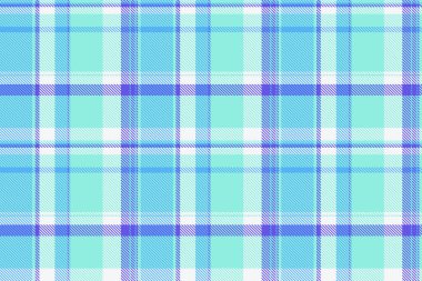 Soyut vektör dokusu, ekoseli ekoseli ekoseli. İndirimli kumaş arkaplan mavisi ve cyan renk paleti.