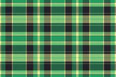 Tartan vektör arka planı, ekosesiz kumaş dikmek. Diriliş desen dokusu yeşil ve siyah renk paletinde tekstil denetimi.