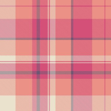 Tartan arka plan vektörü, ekoseli kumaş. Pantolon dokusu kırmızı ve açık renk paletinde tekstil dikişsiz desen.