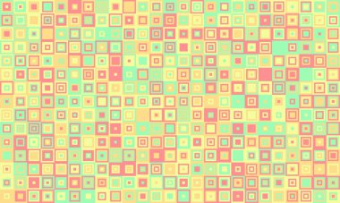 Soyut pastel kare desenli arka plan. İnternet sitesi afişleri, sosyal medya paylaşımları ya da tekstil tasarımı için mükemmel. Bu canlı, geometrik tasarım iyimserlik ve oyunculuğu çağrıştırıyor..