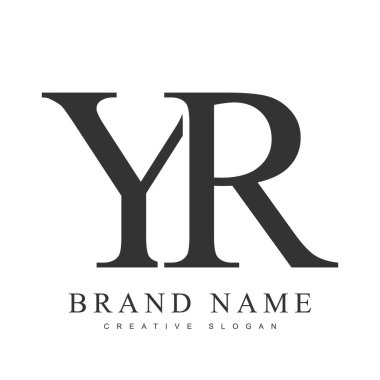 YR modayı logoti şablonu. Baş harf y ve r klasik yazı tipi. Şirket adı ya da kimliği için yaratıcı logo. Vektör illüstrasyonu.
