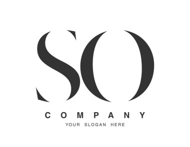Yani logo tasarımı. İlk harf s ve o serif yazı tipi biçimi. Yaratıcı klasik şirket adı tipografi. Moda logoti ya da kimlik. Vektör illüstrasyonu.