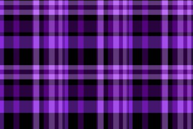 Ekran arka plan kumaşı, geometri vektör ekoseli. Mor ve koyu renk paletinde bebek tekstil kumaşı..