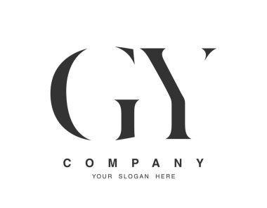 GY logo tasarımı. Baş harf g ve y serif yazı tipi. Yaratıcı klasik şirket adı tipografi. Moda logoti ya da kimlik. Vektör illüstrasyonu.