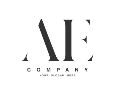 AE logo tasarımı. İlk harf a ve e serif yazı tipi. Yaratıcı klasik şirket adı tipografi. Moda logoti ya da kimlik. Vektör illüstrasyonu.