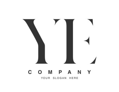 Evet logo tasarımı. Baş harf y ve e serif yazı tipi. Yaratıcı klasik şirket adı tipografi. Moda logoti ya da kimlik. Vektör illüstrasyonu.