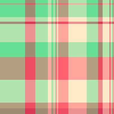 Asillik arka plan tekstil ekoseli, doğrusal vektör kusursuz kontrol. Dekor desenli tartan kumaş kırmızı ve pastel renk paleti.