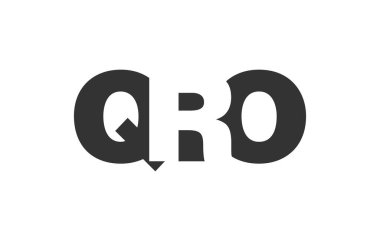QRO logo tasarımı. İlk harf Q R O kalın yazı tipi teknoloji girişimleri, danışmanlık, kurumsal markalaşma. Yaratıcı şirket adı, manşet başlıkları tipografi kimliği, moda logoti tipi. Vektör illüstrasyonu.