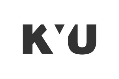 Kyu logo tasarımı. Teknoloji girişimleri, danışmanlık, kurumsal markalaşma için ilk harf K Y U kalın yazı tipi. Yaratıcı şirket adı, manşet başlıkları tipografi kimliği, moda logoti tipi. Vektör illüstrasyonu.