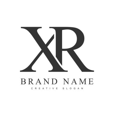 XR trend logot şablonu. İlk harf x ve r klasik yazı tipi. Şirket adı ya da kimliği için yaratıcı logo. Vektör illüstrasyonu.