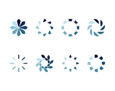 Koleksiyon Yükleme Çubuğu durum simgesi. Vektör çizimi. Vektör yüklü simgeler kümesi. İndirme işlemi sürüyor. Donload ya da Gönderme.