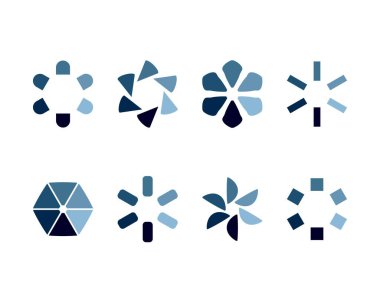 Koleksiyon Yükleme Çubuğu durum simgesi. Vektör çizimi. Vektör yüklü simgeler kümesi. İndirme işlemi sürüyor. Donload ya da Gönderme.