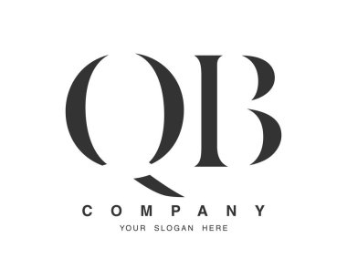 QB logo tasarımı. Başlangıç harfi q ve b serif yazı tipi. Yaratıcı klasik şirket adı tipografi. Moda logoti ya da kimlik. Vektör illüstrasyonu.