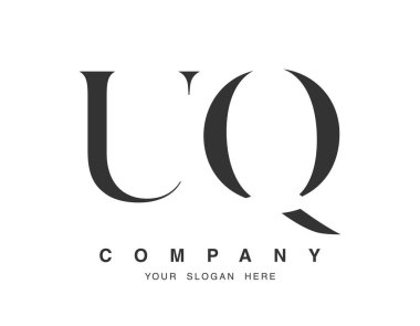 UQ logo tasarımı. İlk harf u ve q serif yazı tipi. Yaratıcı klasik şirket adı tipografi. Moda logoti ya da kimlik. Vektör illüstrasyonu.