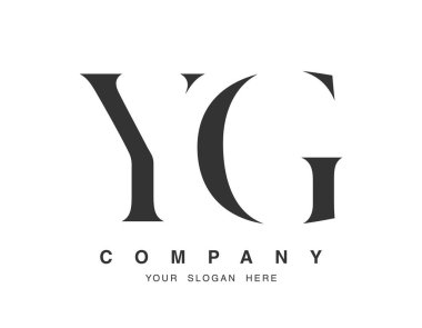 YG logo tasarımı. Başlangıç harfi y ve g serif yazı tipi. Yaratıcı klasik şirket adı tipografi. Moda logoti ya da kimlik. Vektör illüstrasyonu.