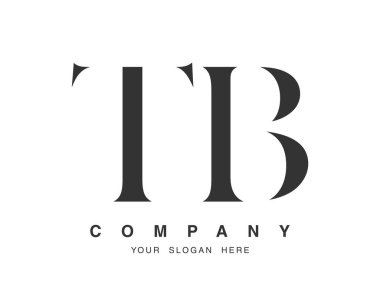 Tüberküloz tasarımı. İlk harf t ve b serif yazı tipi. Yaratıcı klasik şirket adı tipografi. Moda logoti ya da kimlik. Vektör illüstrasyonu.