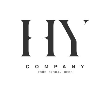 HY logo tasarımı. İlk harf h ve y serif yazı tipi. Yaratıcı klasik şirket adı tipografi. Moda logoti ya da kimlik. Vektör illüstrasyonu.