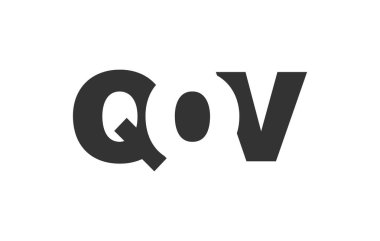 QOV logo tasarımı. İlk harf Q O V kalın yazı tipi teknoloji girişimleri, danışmanlık, kurumsal markalaşma. Yaratıcı şirket adı, manşet başlıkları tipografi kimliği, moda logoti tipi. Vektör illüstrasyonu.