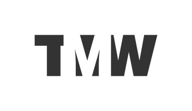 TMW logo tasarımı. İlk harf T M W kalın yazı tipi teknoloji girişimleri, danışmanlık, kurumsal markalaşma. Yaratıcı şirket adı, manşet başlıkları tipografi kimliği, moda logoti tipi. Vektör illüstrasyonu.