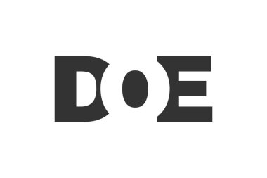 DOE logo tasarımı. İlk harf D O E kalın yazı tipi teknoloji girişimleri, danışmanlık, kurumsal markalaşma. Yaratıcı şirket adı, manşet başlıkları tipografi kimliği, moda logoti tipi. Vektör illüstrasyonu.