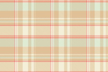 Çevrimiçi vektör arkaplan şablonu, paketsiz tekstil ekose. Turuncu ve bej renk paleti ile yaşlandırılmış kumaş tartan denetimi.