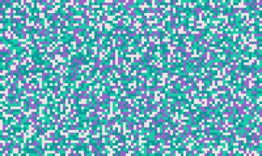 Soyut piksel sanat arkaplanı. Canlı deniz mavisi, mor ve beyaz mozaik web sitesi afişleri, sosyal medya grafikleri veya tekstil tasarımları için mükemmel dinamik ve enerjik bir doku oluşturur..