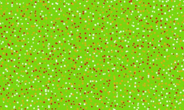 Kırmızı, beyaz ve altın noktalı parlak yeşil bir arka plan. Şenlikli tasarımlar, şen şakrak şablonlar ya da projelerinize biraz konfeti neşesi katmak için mükemmel..