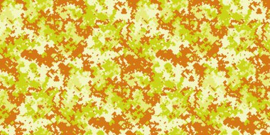 Parlak sarı ve turuncu renklerde soyut dijital kamuflaj deseni. Tekstil tasarımı, arkaplan ve modern grafik projeleri için mükemmel.