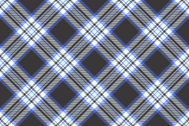 Koyu arkaplanda mavi, gri ve beyaz tonlarında zarif çapraz ekoseli desen. Tekstil tasarımı, moda, web sitesi geçmişi ve kırtasiye için mükemmel..