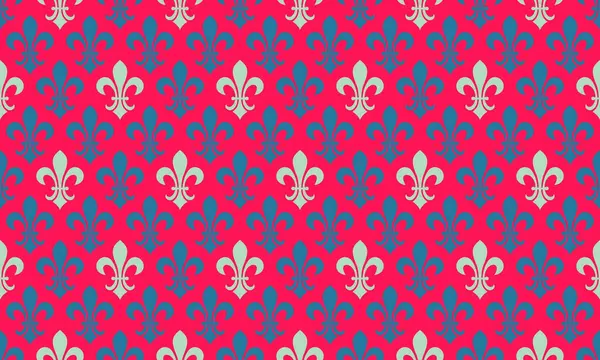 Canlı pembe ve mavi fleurdelis deseni. Özgeçmiş, tekstil ya da web sitesi dekorasyonu için mükemmel kusursuz tasarım. Kraliyeti, mirası ve kültürlülüğü çağrıştırıyor..