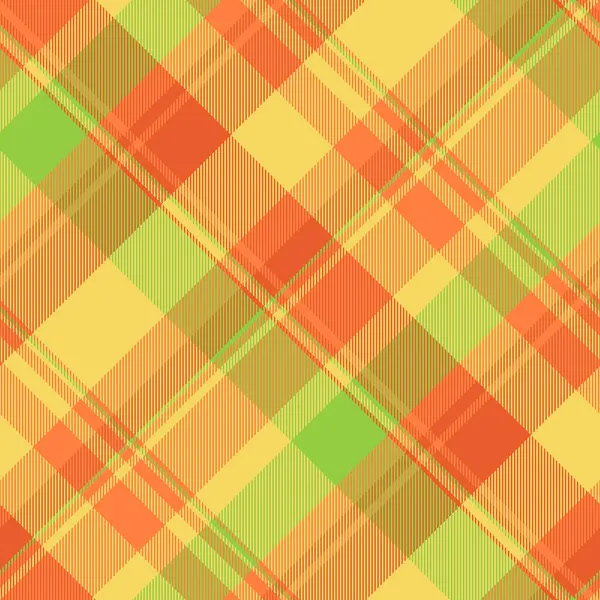 Parti desenli tekstil, canlı ekoseli kontrol. Turuncu ve sarı renk paletinde tek arkaplan kumaş tartan vektörü.