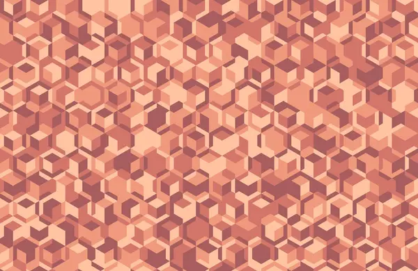 Soyut geometrik dikişsiz desen. Topraksı mercan tonlarında üst üste binen küplerin karmaşık tasarımı web siteleri, ambalajlar veya tekstil tasarımları için modern bir arkaplan oluşturur..