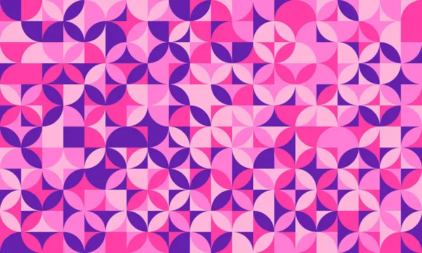 Pembe, mor daireler ve karelerden oluşan canlı geometrik desen. Özgeçmiş, tekstil veya web sitesi tasarımı için idealdir, bu orta yüzyıl modern tarzı imajı enerji ve iyimserliği çağrıştırır..