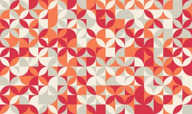 Sessiz mercan, kırmızı ve bej renklerinde soyut geometrik dikişsiz desen. Tekstil, markalaşma veya web geçmişi için orta çağ modern tasarımı ideal.
