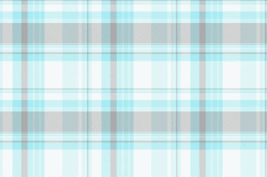 Kraliyet arkaplanı, pürüzsüz kumaş, soyulmuş ekose kumaş. Beyaz ve cyan renk paletindeki tekstil vektör deseni.