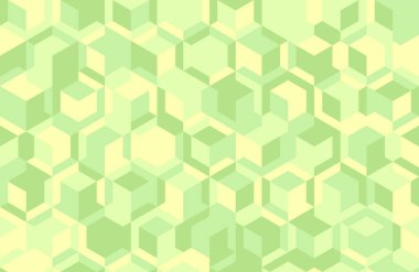 Soyut pastel yeşil ve sarı izometrik küp deseni. Modern geometrik tasarım web sitesi geçmişi, sunumları veya tekstil baskıları için idealdir. Sakinlik ve büyümeyi çağrıştırıyor..