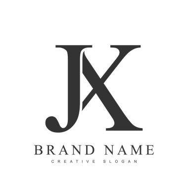 JX Moda Logoti Şablonu. Baş harf j ve x klasik yazı tipi. Şirket adı ya da kimliği için yaratıcı logo. Vektör illüstrasyonu.