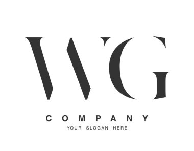 WG logo tasarımı. İlk harf w ve g serif yazı tipi. Yaratıcı klasik şirket adı tipografi. Moda logoti ya da kimlik. Vektör illüstrasyonu.
