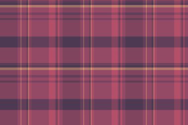 Kumaş dokusu vektörünü saklayın, kusursuz ekose desenli. Pembe ve kırmızı renk paletinde iyi bir tekstil arkaplan tartanı kontrolü.